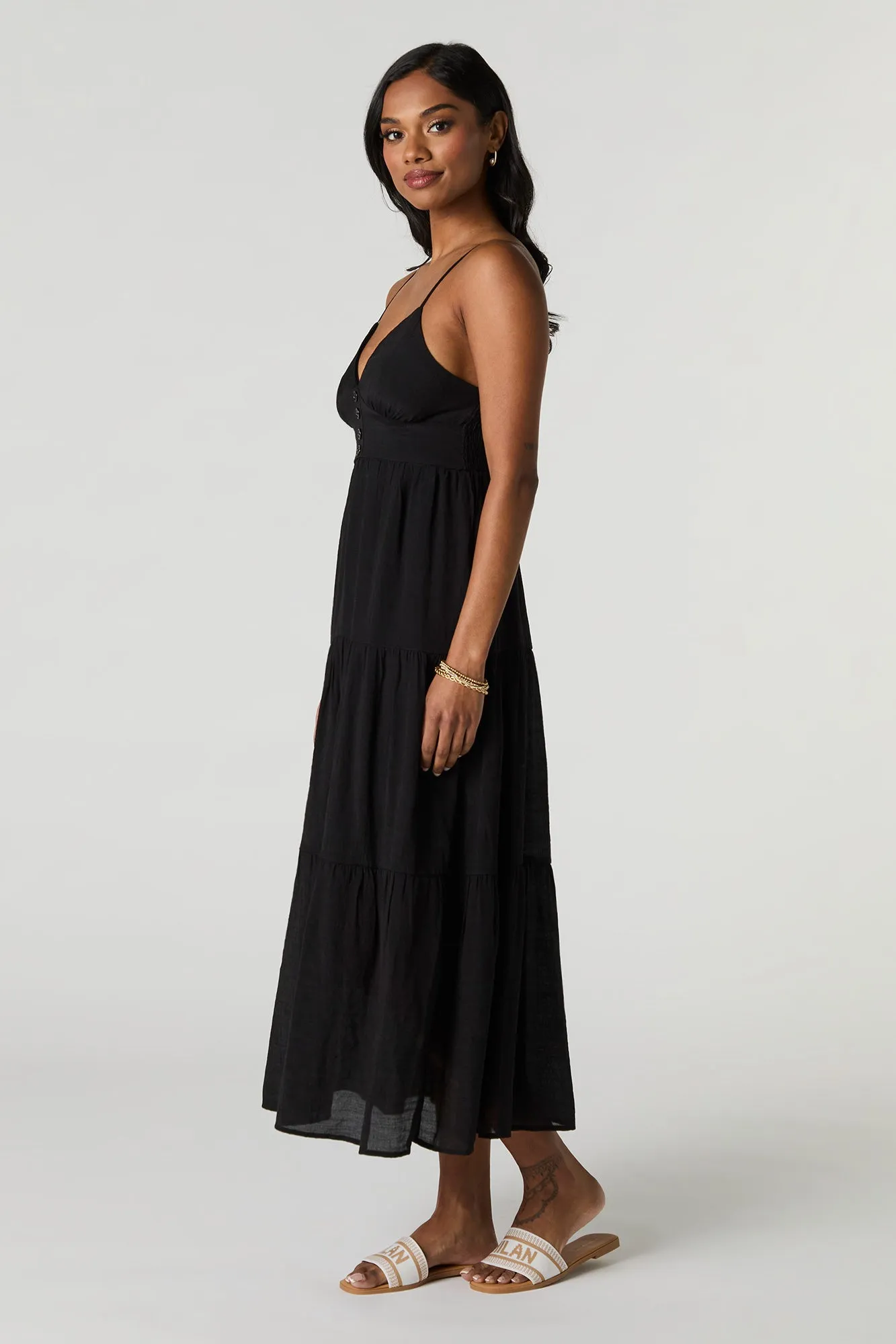 Button Front Tiered Midi Dress sold by Urban Planet product image thumbnail 5