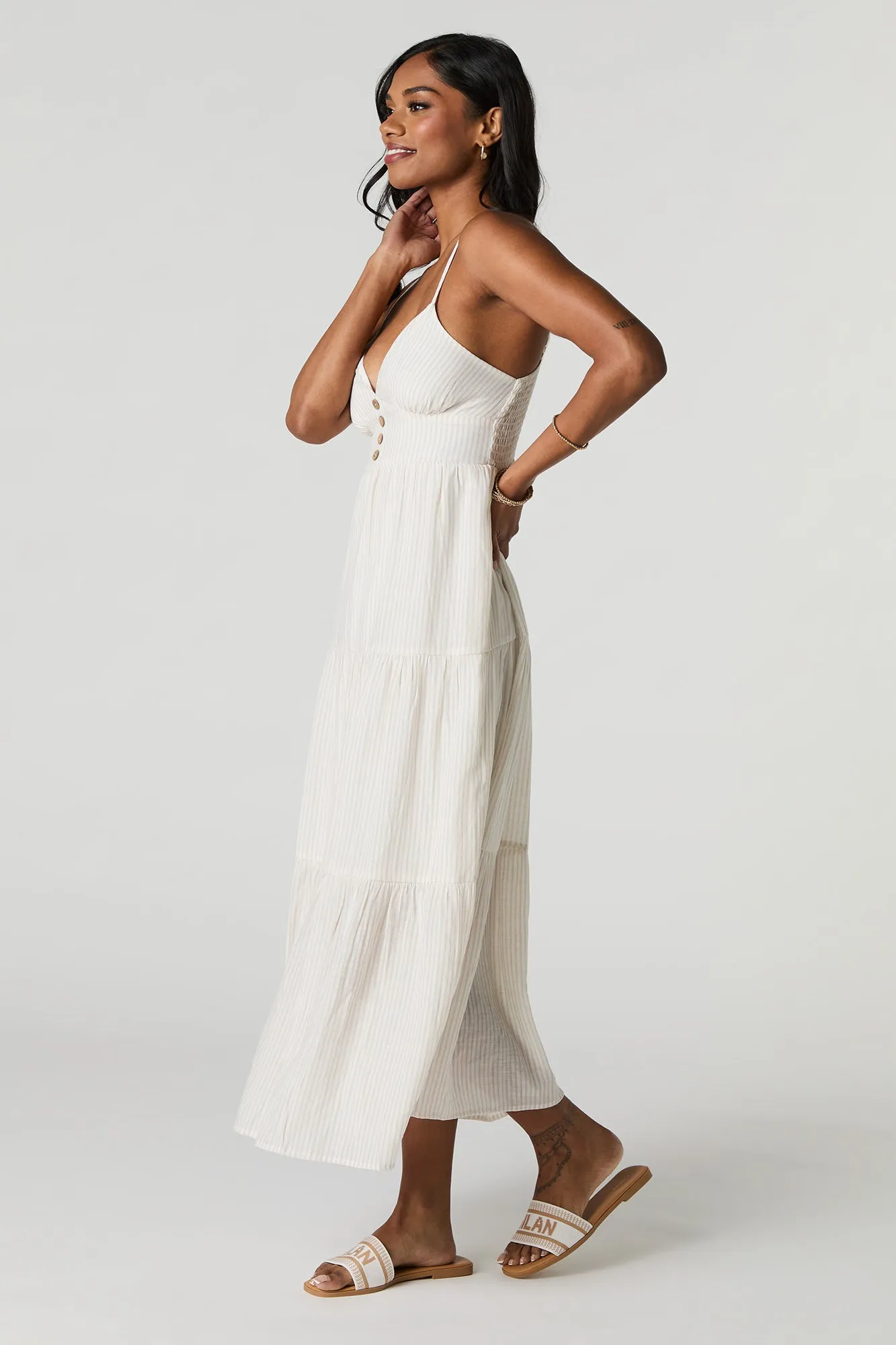 Button Front Tiered Midi Dress sold by Urban Planet product image thumbnail 2