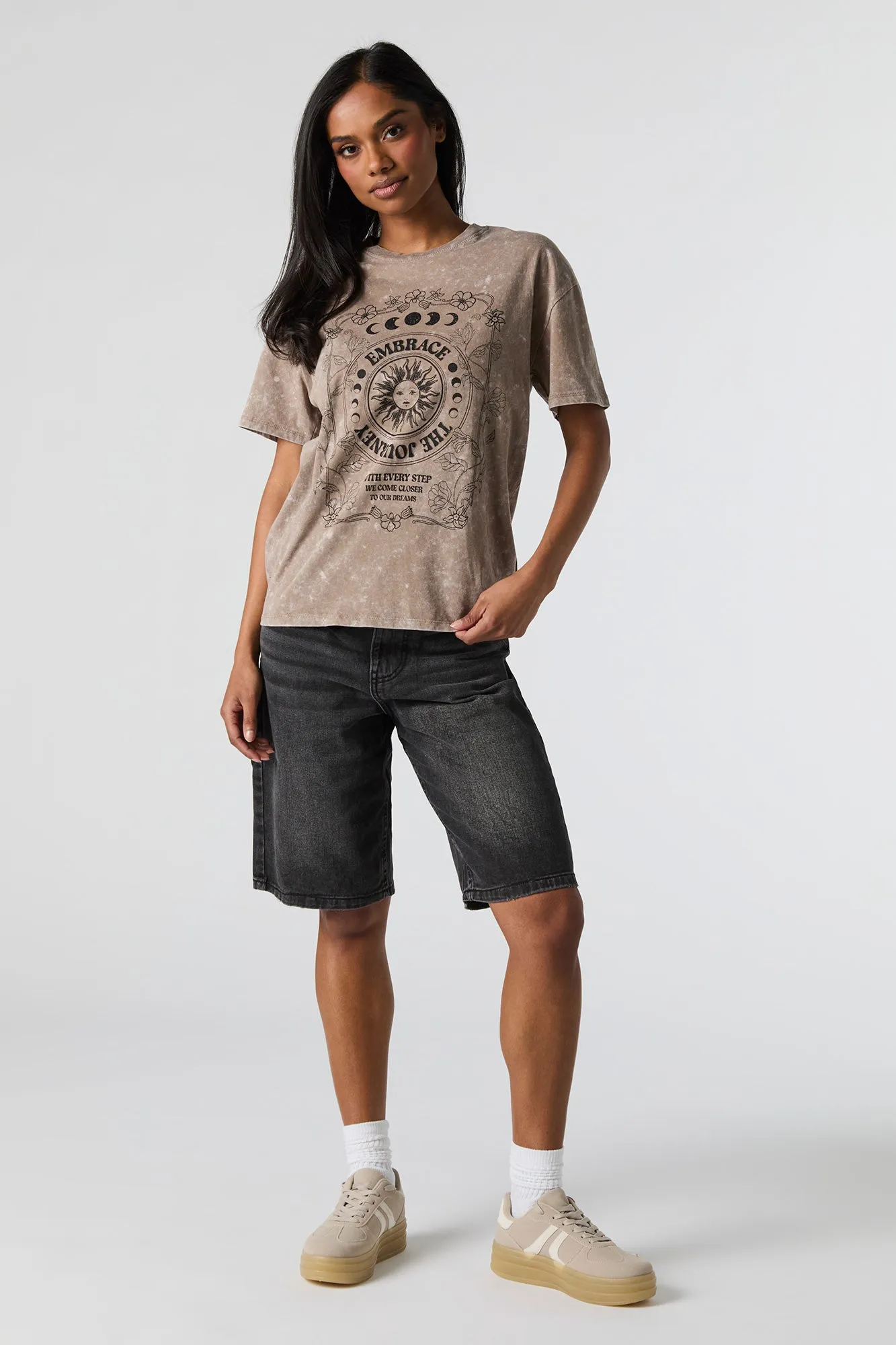 Embrace The Journey Graphic Washed Boyfriend T-Shirt sold by Urban Planet product image thumbnail 3
