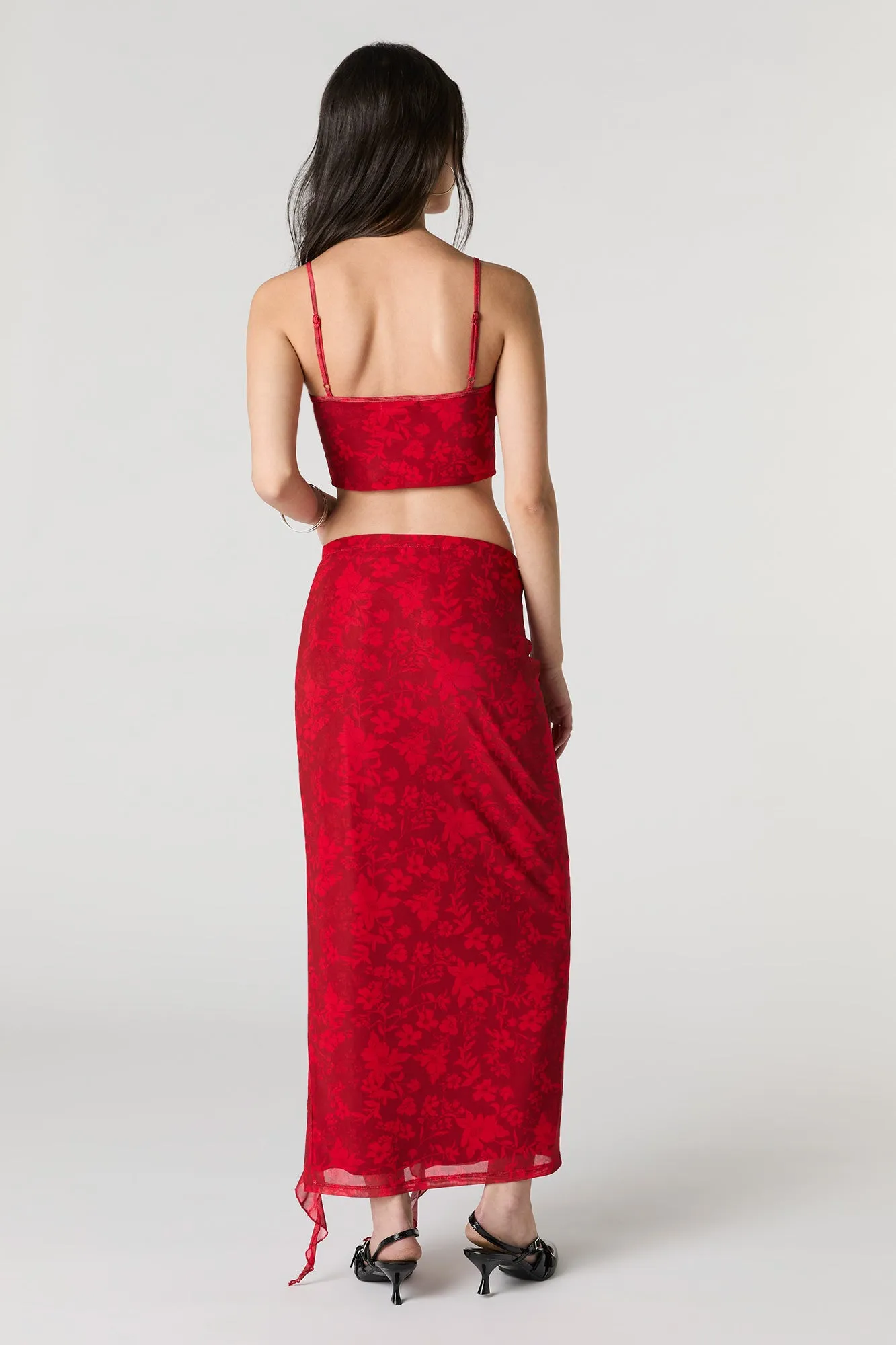 Mesh Ruffle Slit Midi Skirt sold by Urban Planet product image thumbnail 3