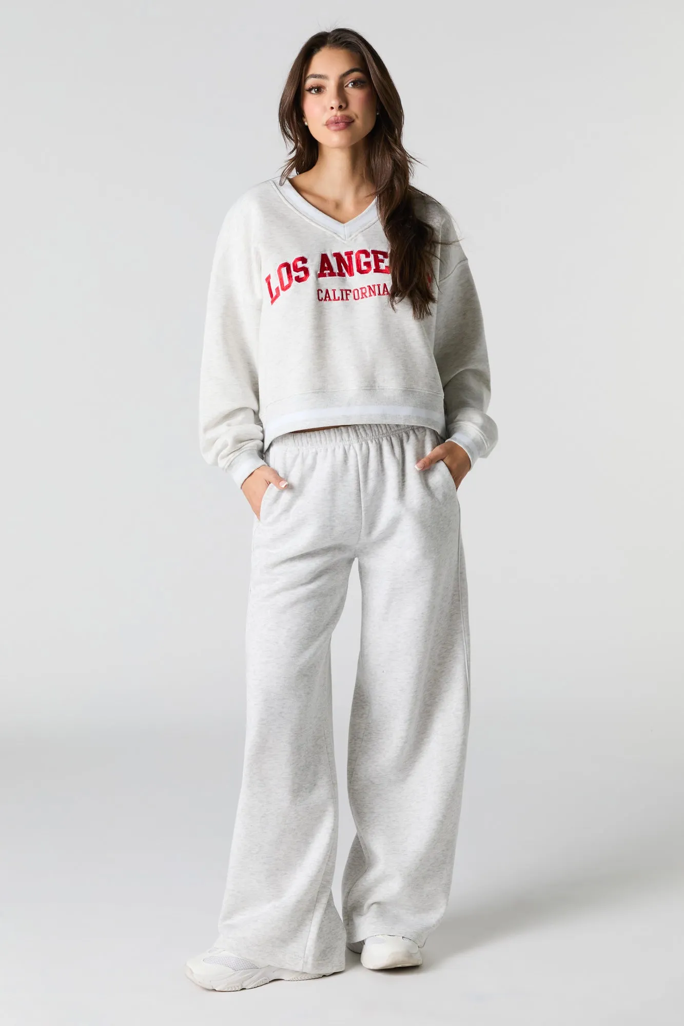 Side Piped Ultra Wide Leg Fleece Sweatpant sold by Urban Planet