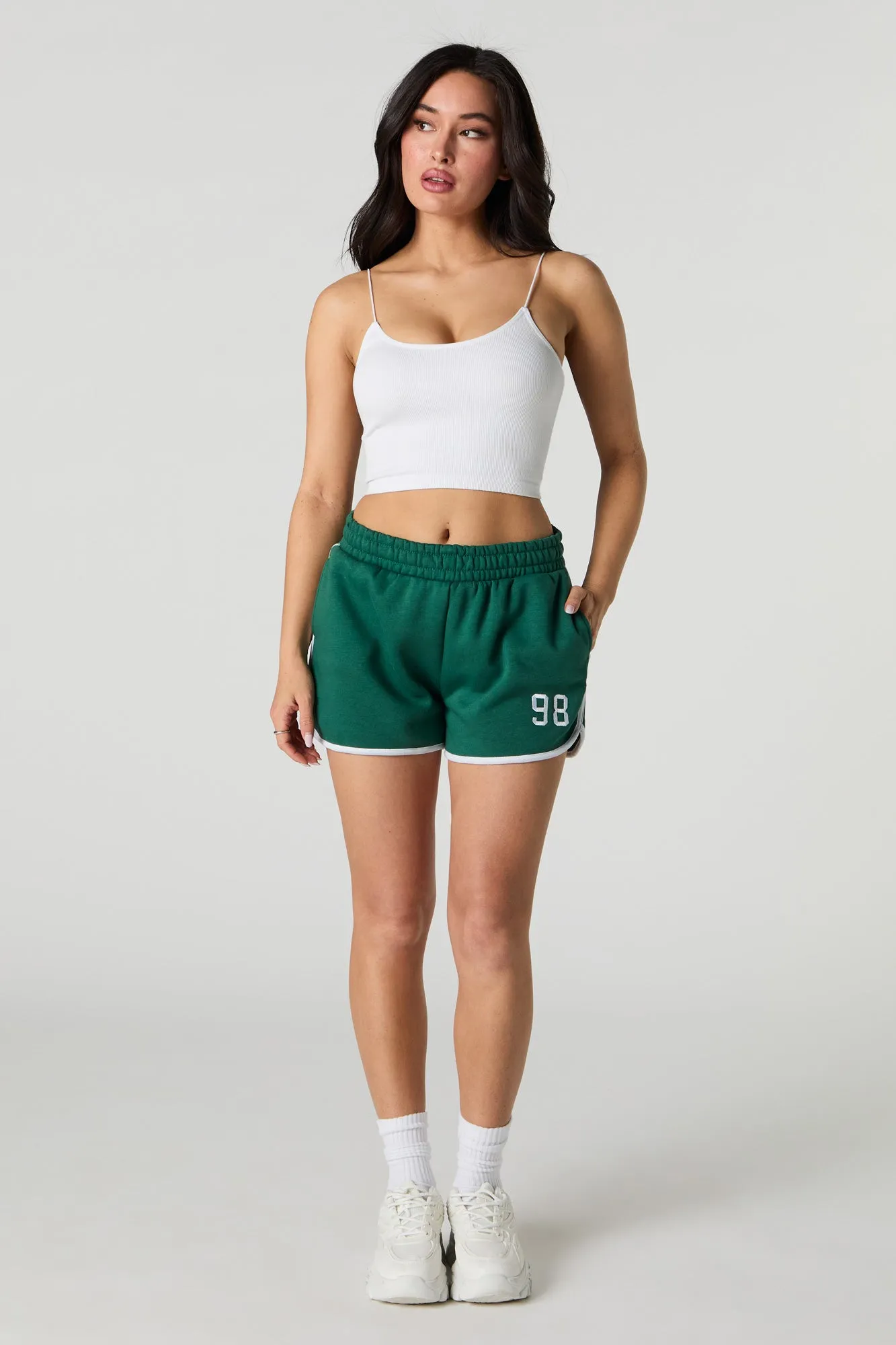 Short en molleton avec motif brodé et ourlet arrondi sold by Urban Planet product image thumbnail 3