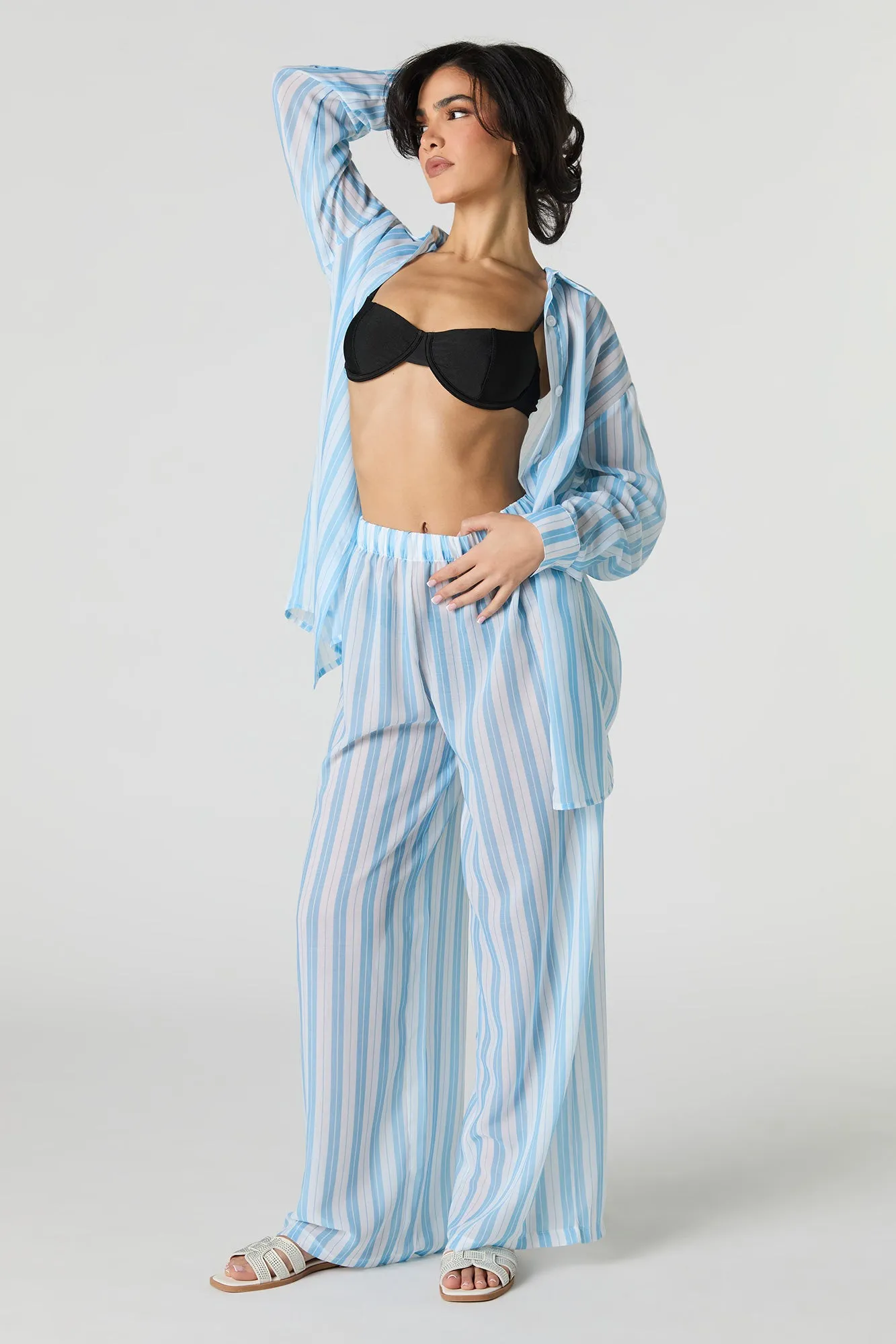 Sheer Wide Leg Pant Swim Cover-Up sold by Urban Planet