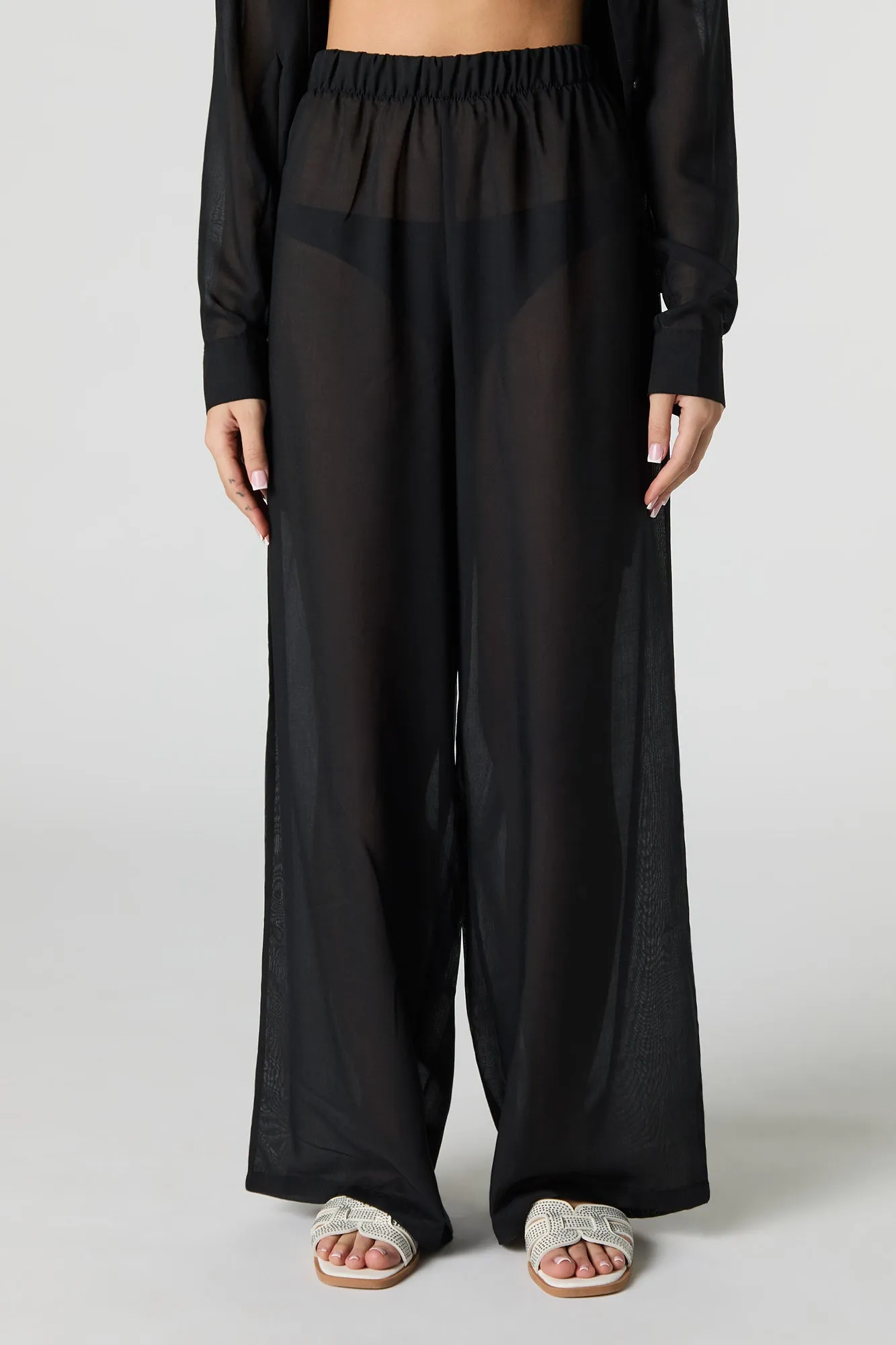 Sheer Wide Leg Pant Swim Cover-Up sold by Urban Planet product image thumbnail 5