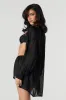 Sheer Longline Button-Up Top Swim Cover-Up sold by Urban Planet