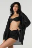 Sheer Longline Button-Up Top Swim Cover-Up sold by Urban Planet