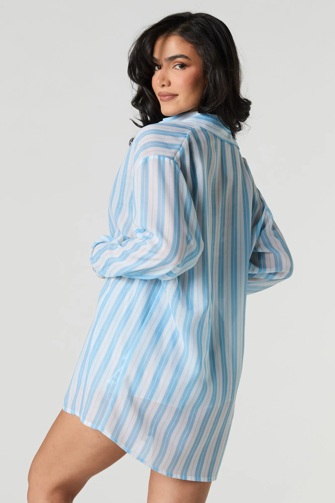 Haut couvre-maillot boutonné diaphane long sold by Urban Planet product image thumbnail 2