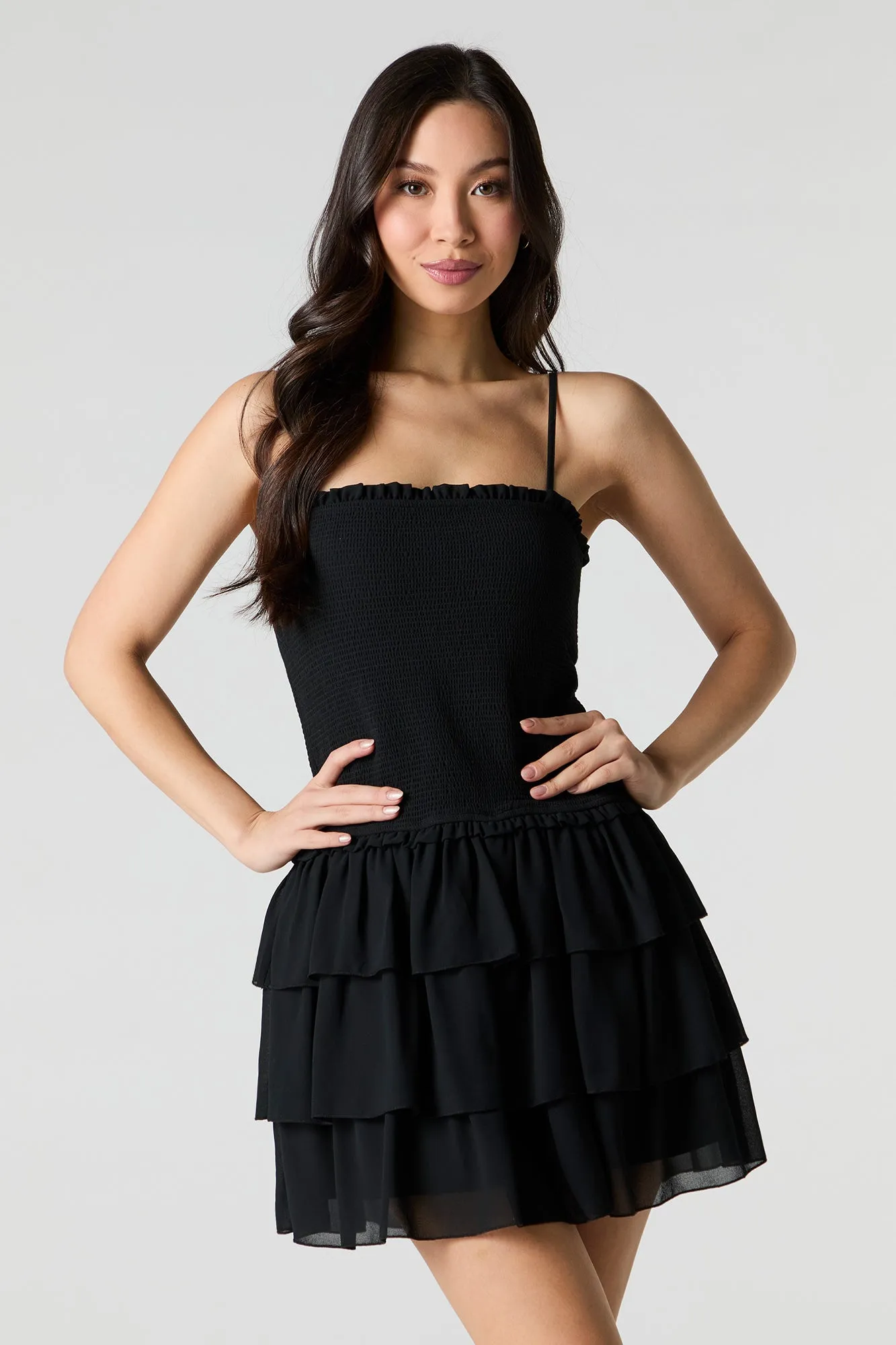 Smocked Ruffle Tiered Mini Dress sold by Urban Planet product image thumbnail 5