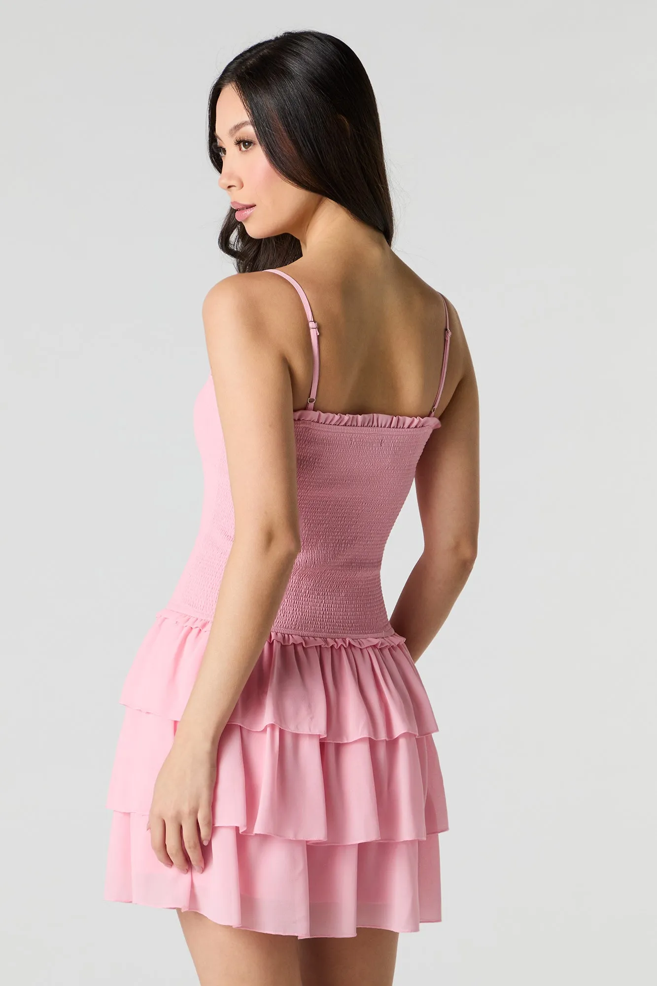 Smocked Ruffle Tiered Mini Dress sold by Urban Planet product image thumbnail 2
