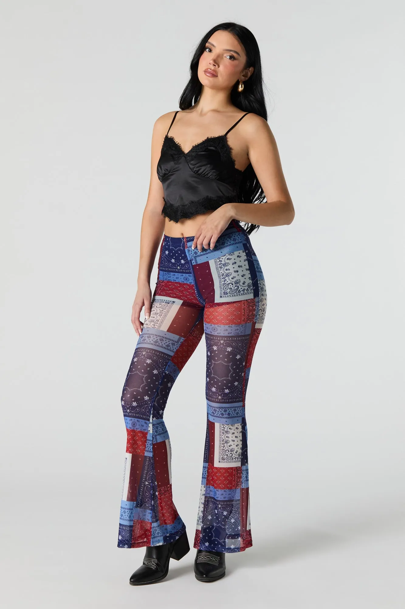 Printed Mesh Flare Pant sold by Urban Planet product image thumbnail 4