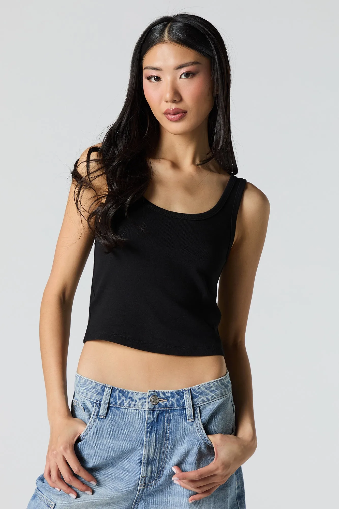 Camisole côtelée écourtée à encolure ronde sold by Urban Planet product image thumbnail 4