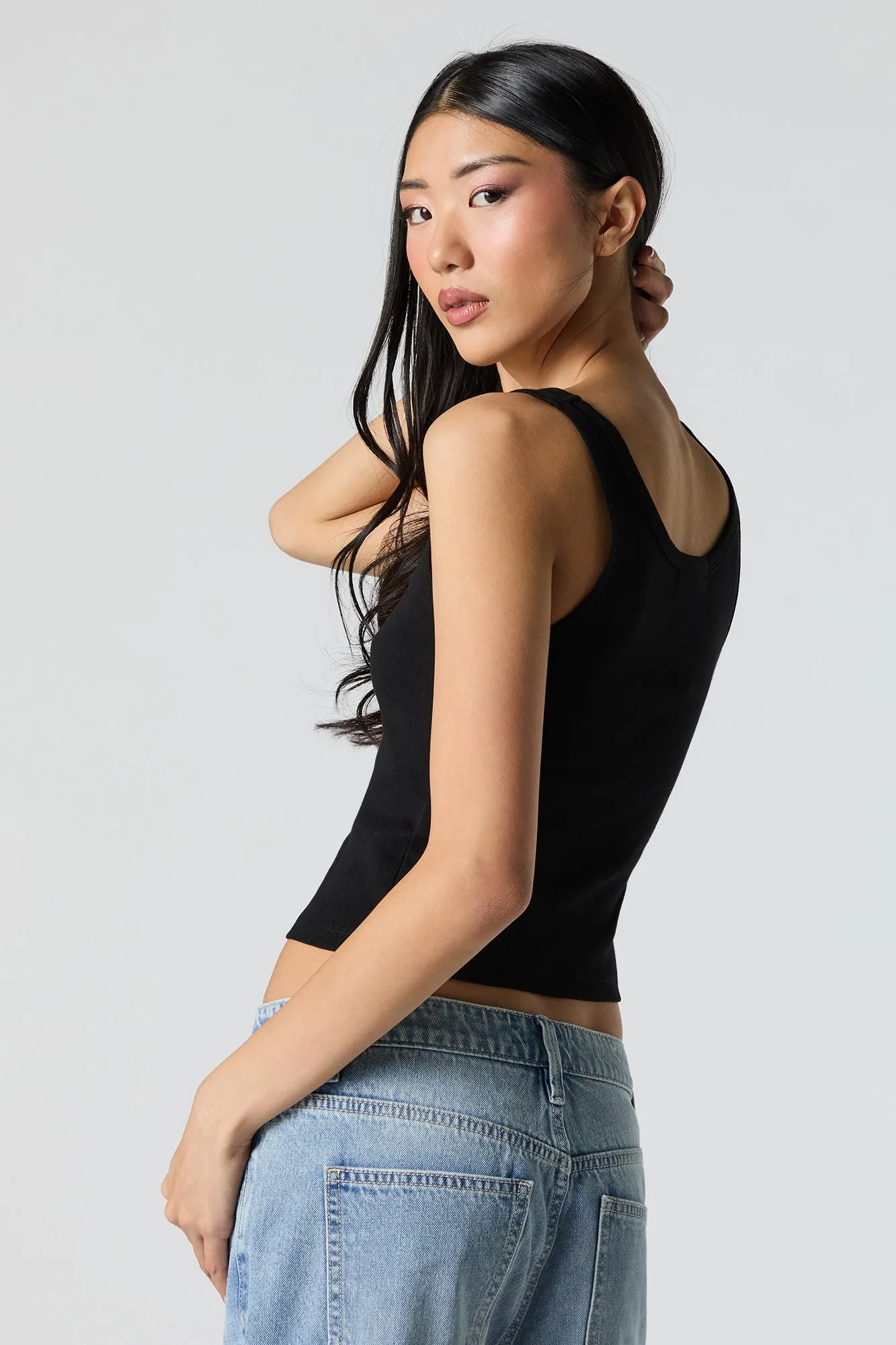 Camisole côtelée écourtée à encolure ronde sold by Urban Planet product image thumbnail 5