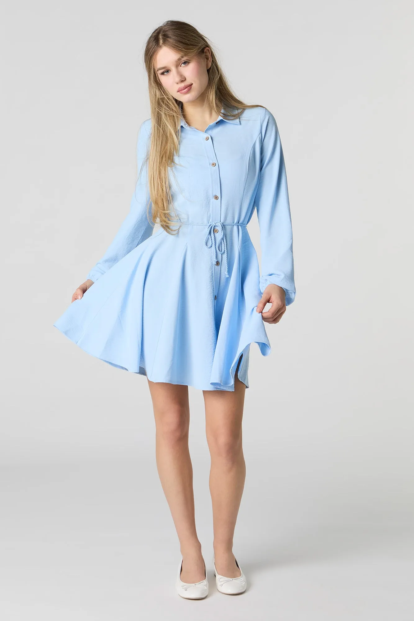 Button-Up Long Sleeve Mini Dress sold by Urban Planet product image thumbnail 3