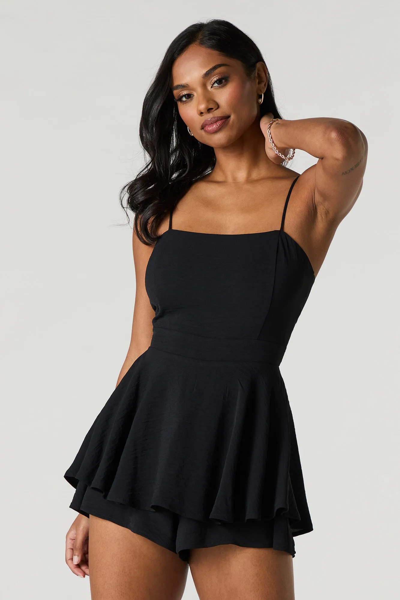 Flowy Tie Back Tiered Romper sold by Urban Planet product image thumbnail 5