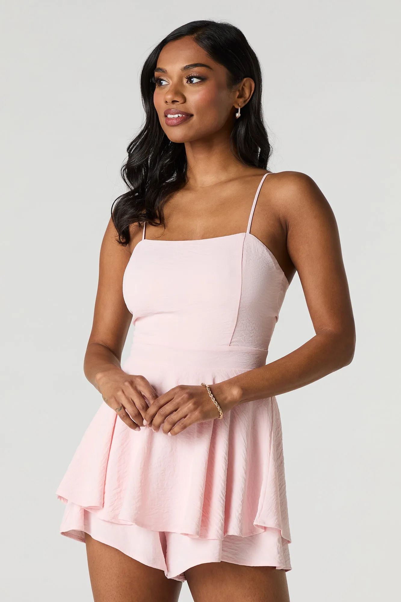 Flowy Tie Back Tiered Romper sold by Urban Planet product image thumbnail 4