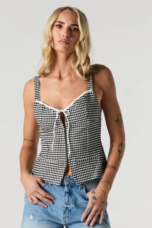 Débardeur-corset avec agrafes et liséré de boucles contrastantes sold by Urban Planet