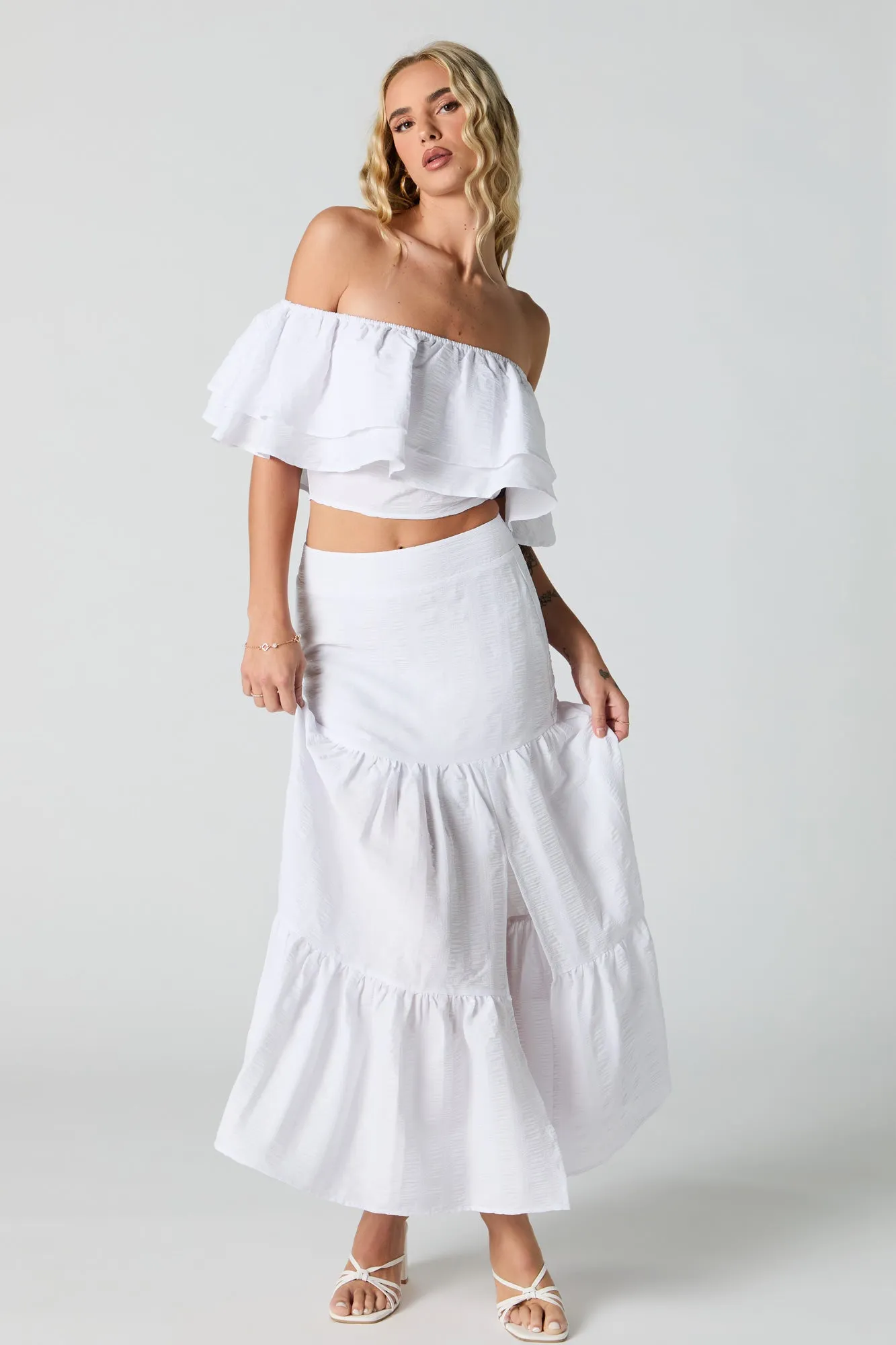 Textured Tiered Slit Maxi Skirt sold by Urban Planet product image thumbnail 4