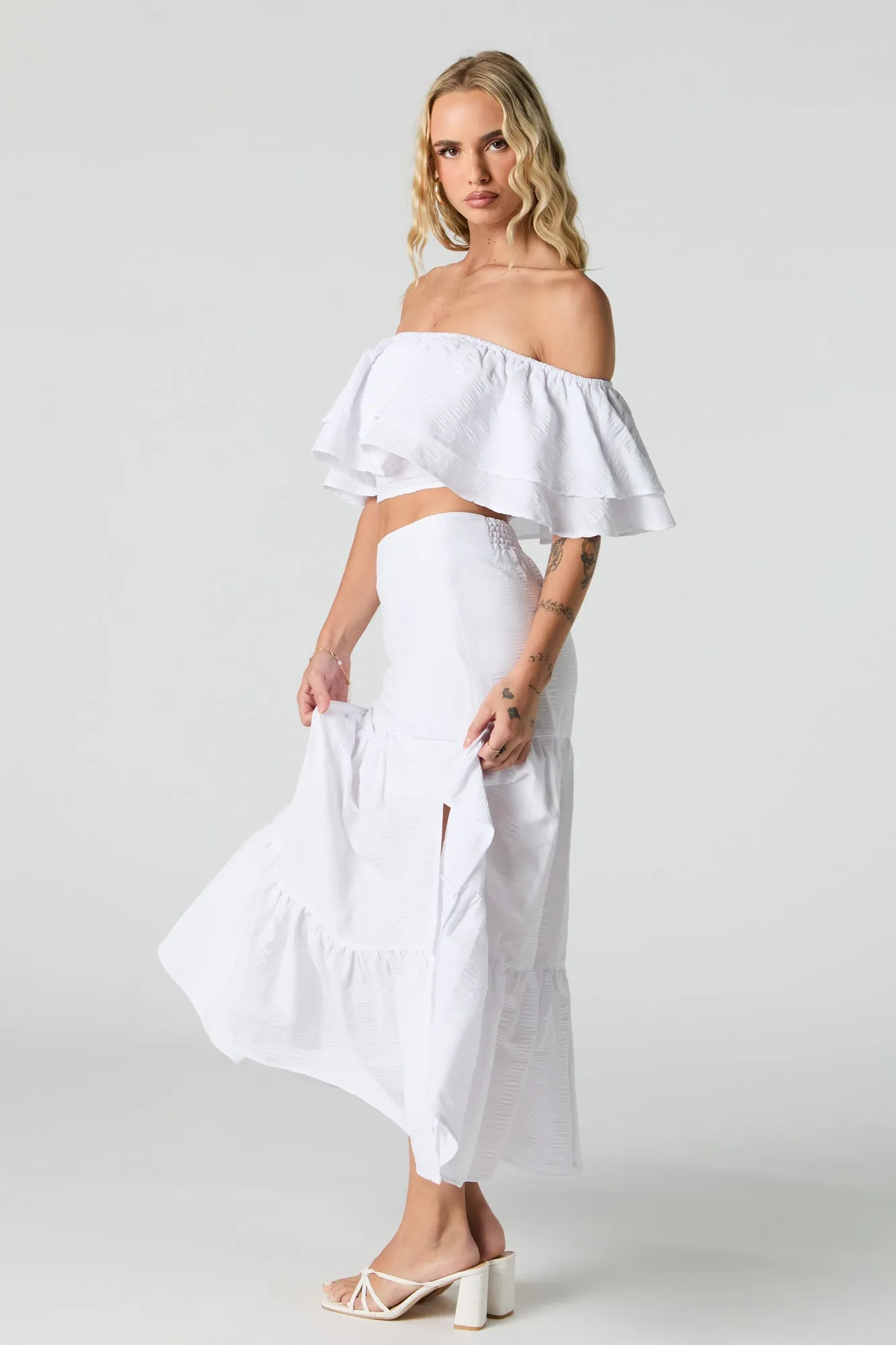 Textured Tiered Slit Maxi Skirt sold by Urban Planet product image thumbnail 5
