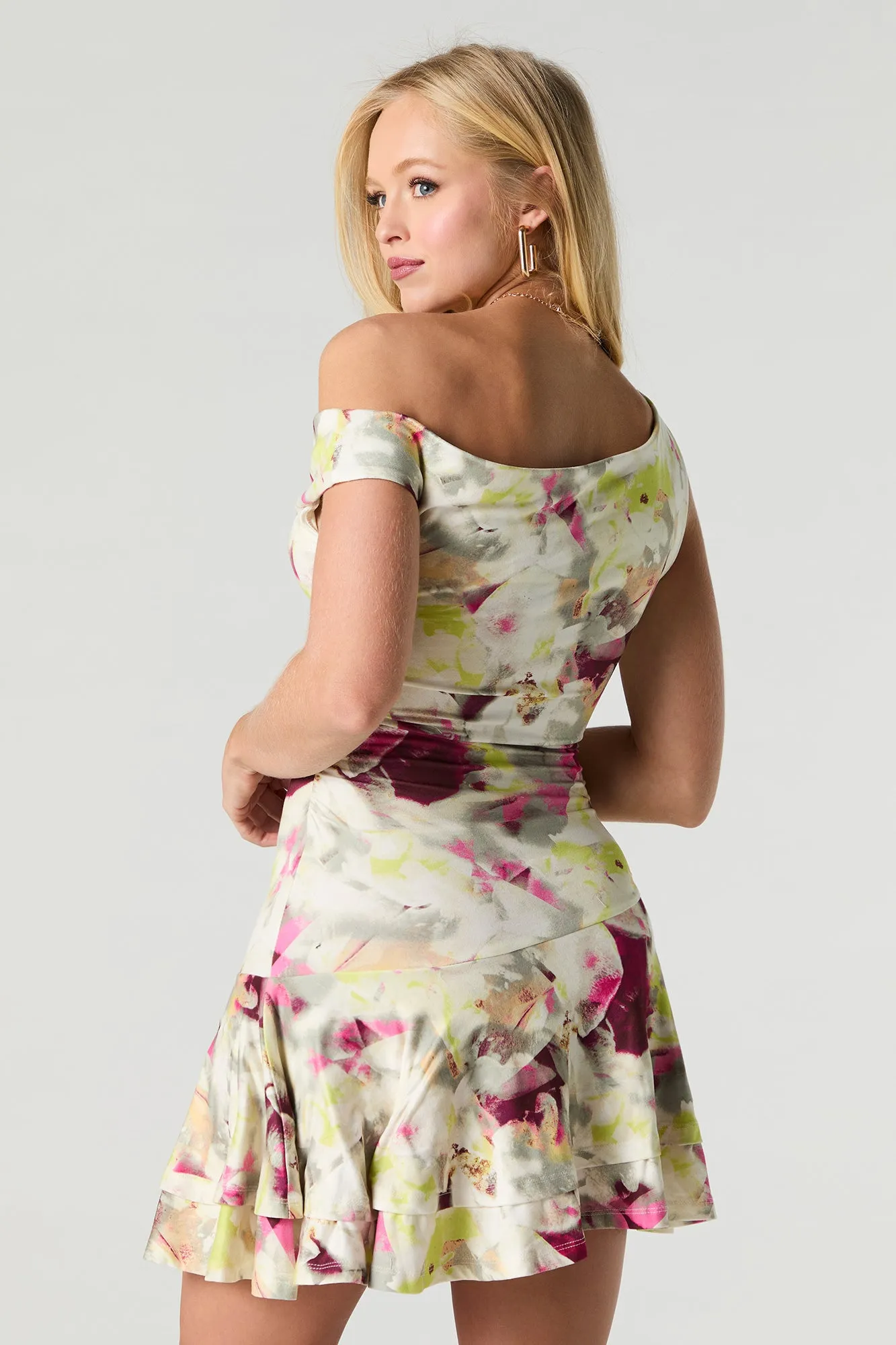 Off Shoulder Ruffle Mini Dress sold by Urban Planet product image thumbnail 2
