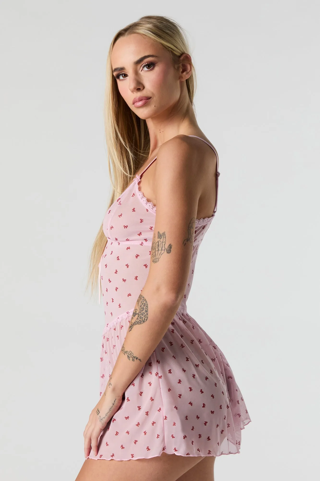 Printed Mesh Lingerie Pajama Dress sold by Urban Planet product image thumbnail 2