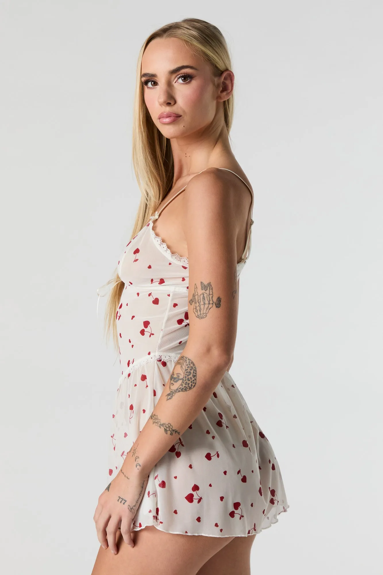 Printed Mesh Lingerie Pajama Dress sold by Urban Planet product image thumbnail 5