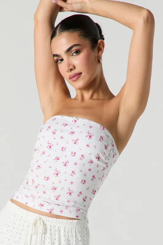 Ribbed Rosette Tube Top sold by Urban Planet