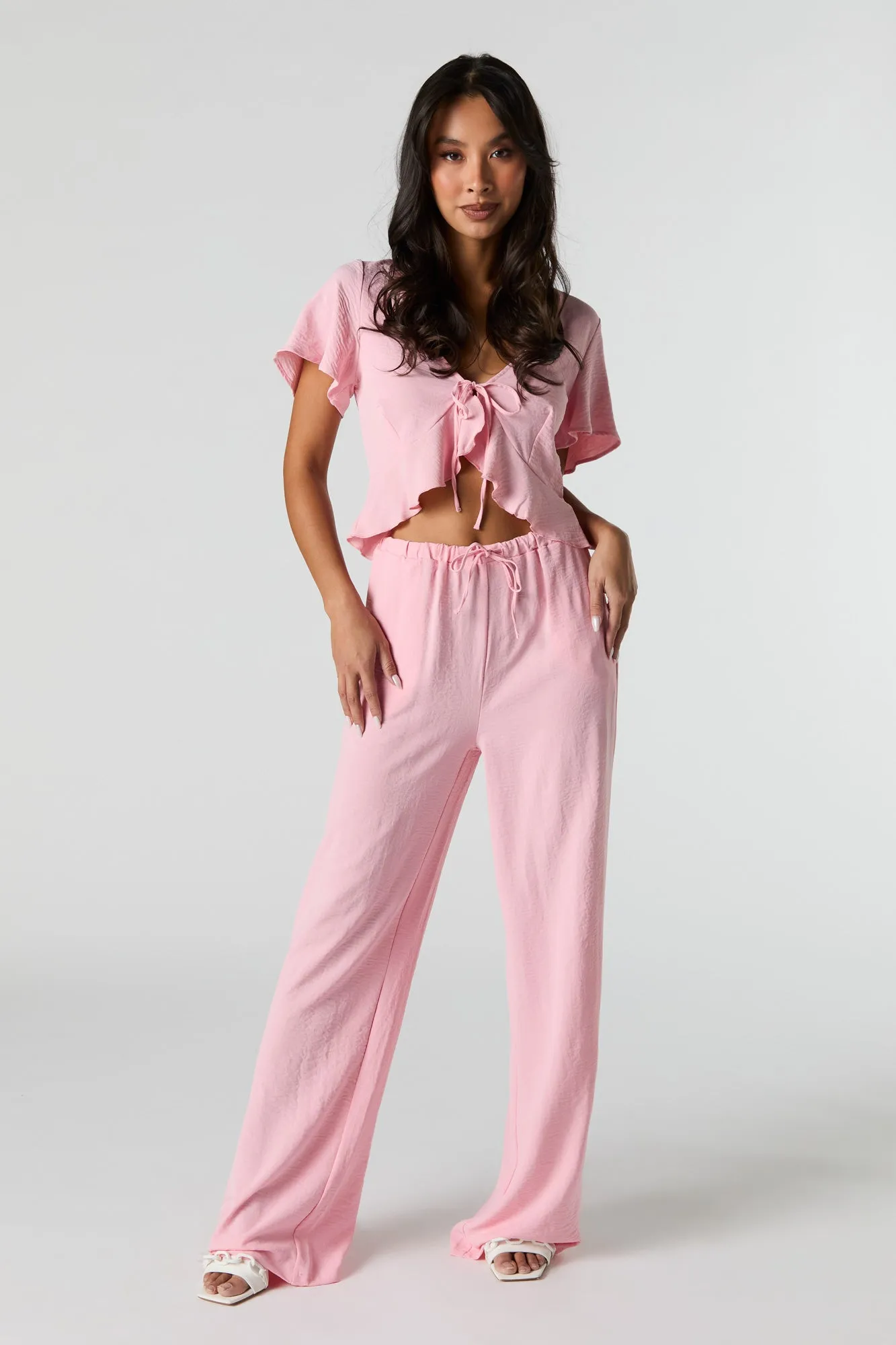 Flowy Drawstring Wide Leg Pant sold by Urban Planet