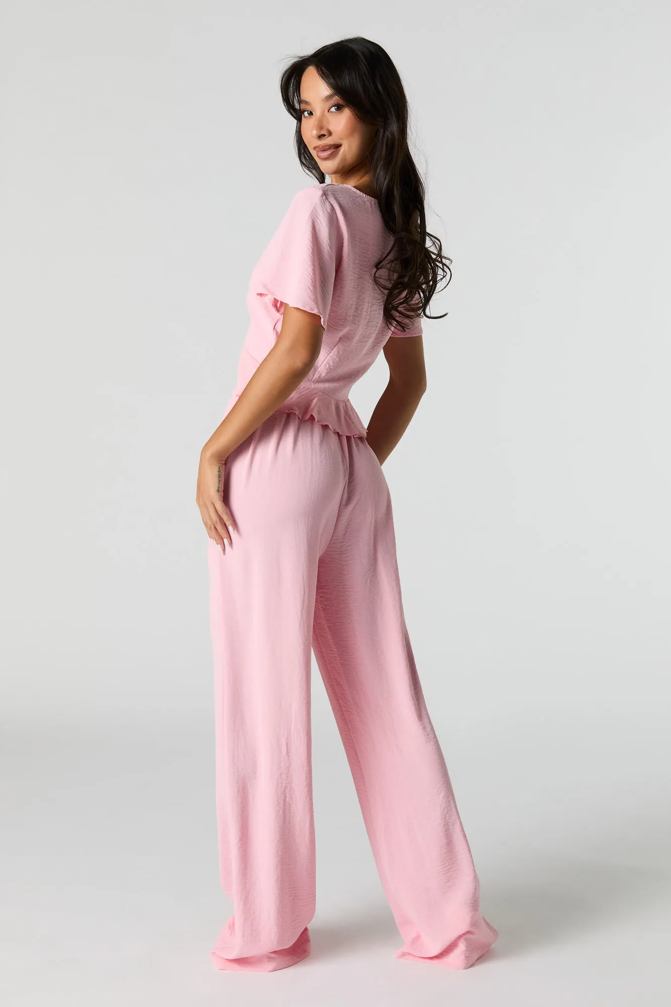 Pantalon fluide à jambe large avec taille coulissante sold by Urban Planet product image thumbnail 3