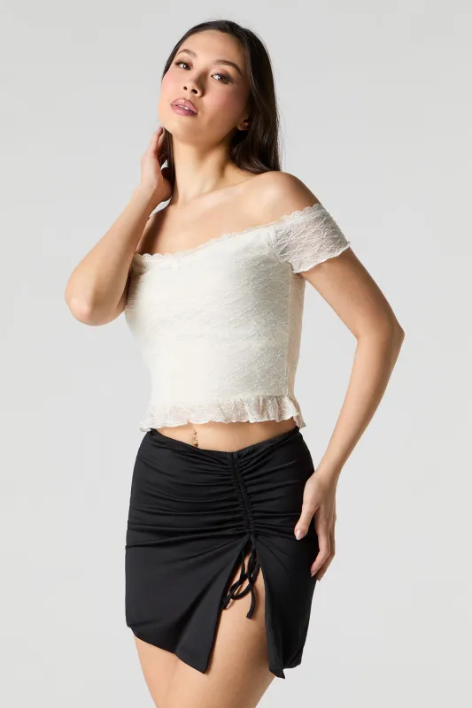 Lace Off Shoulder Crop Top sold by Urban Planet