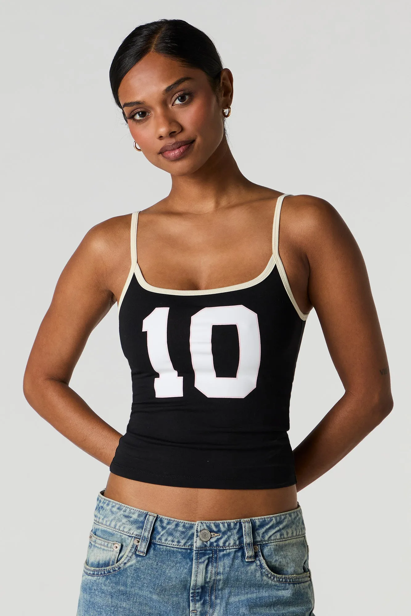 Graphic Scoop Neck Contrast Cami sold by Urban Planet product image thumbnail 4
