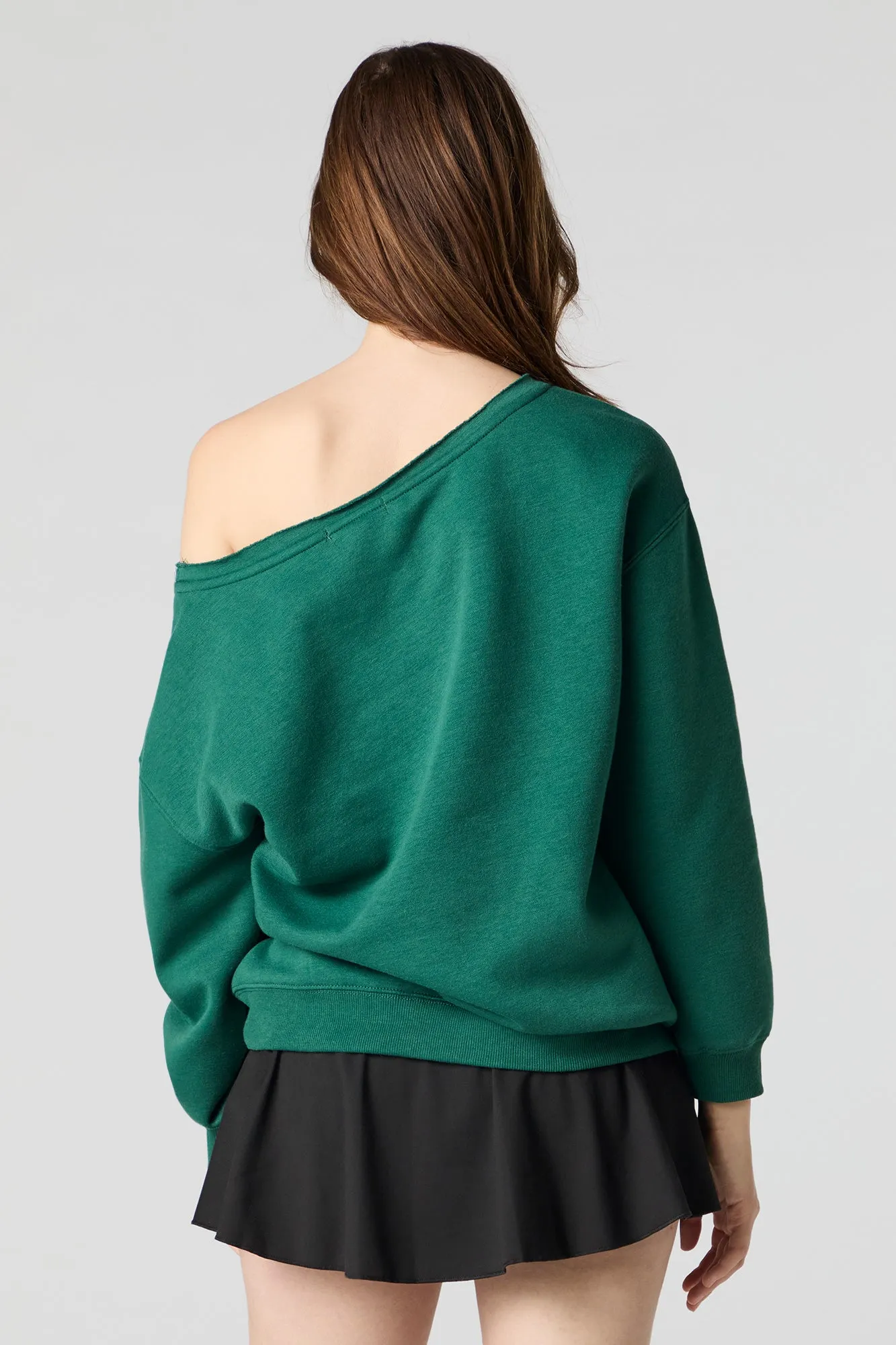 Embroidered Off Shoulder Fleece Sweatshirt sold by Urban Planet product image thumbnail 2