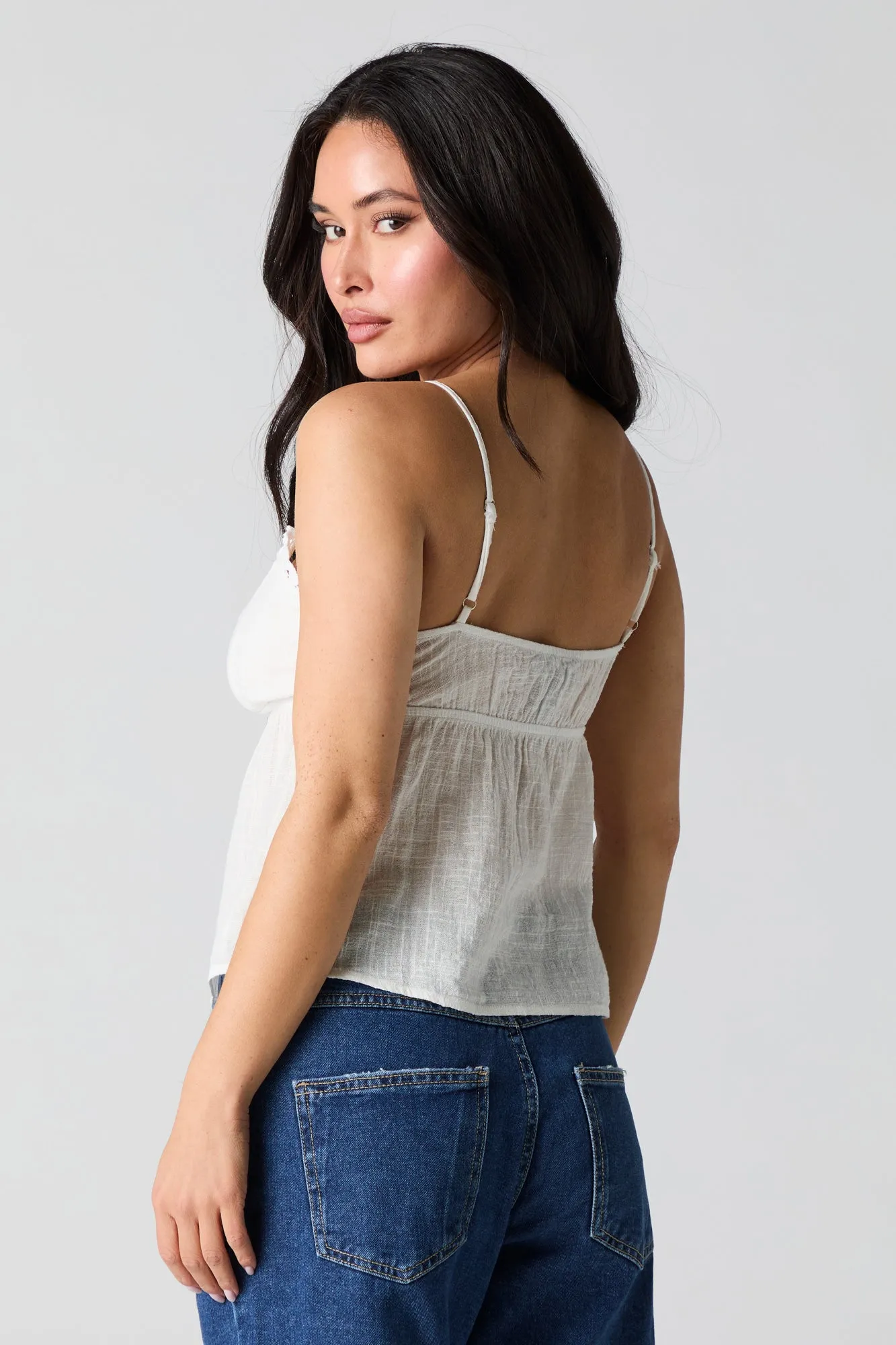 Tie Front Lace Trim Cami sold by Urban Planet product image thumbnail 2