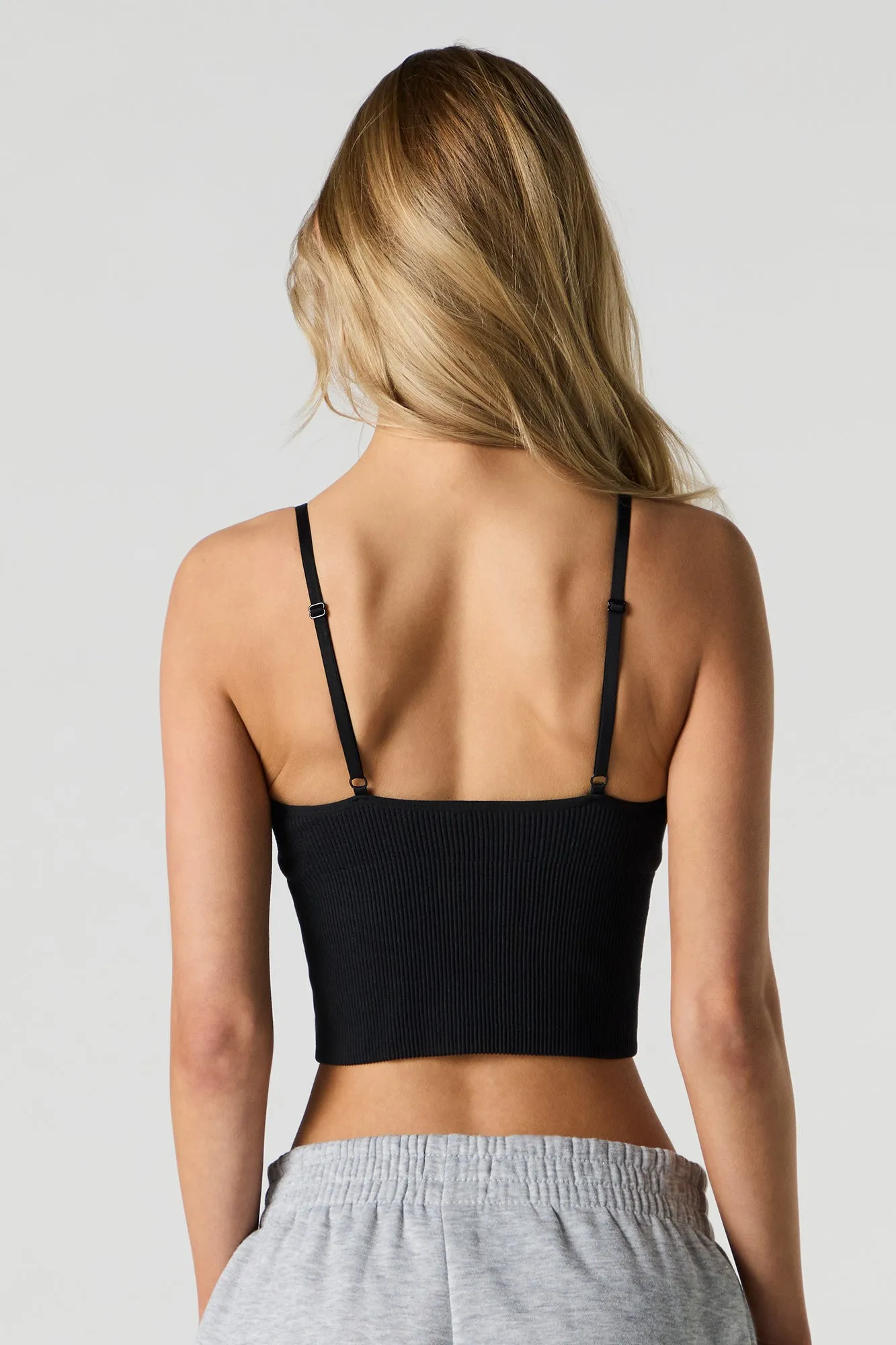 Seamless Ribbed V-Neck Cami with Built-In Cups sold by Urban Planet product image thumbnail 5