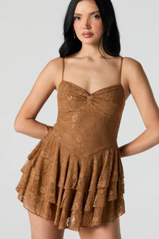Lace Sweetheart Tiered Mini Dress sold by Urban Planet
