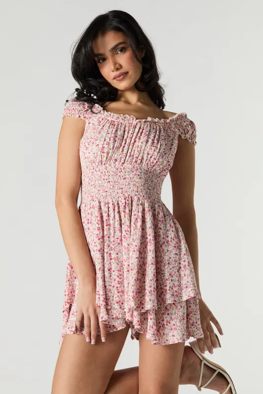 Combi-short volanté avec taille smockée sold by Urban Planet