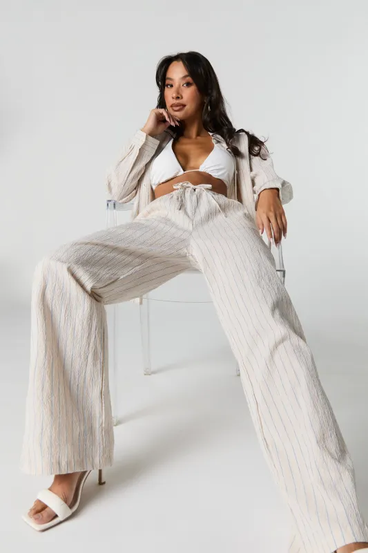 Pantalon texturé rayé à jambe large sold by Urban Planet