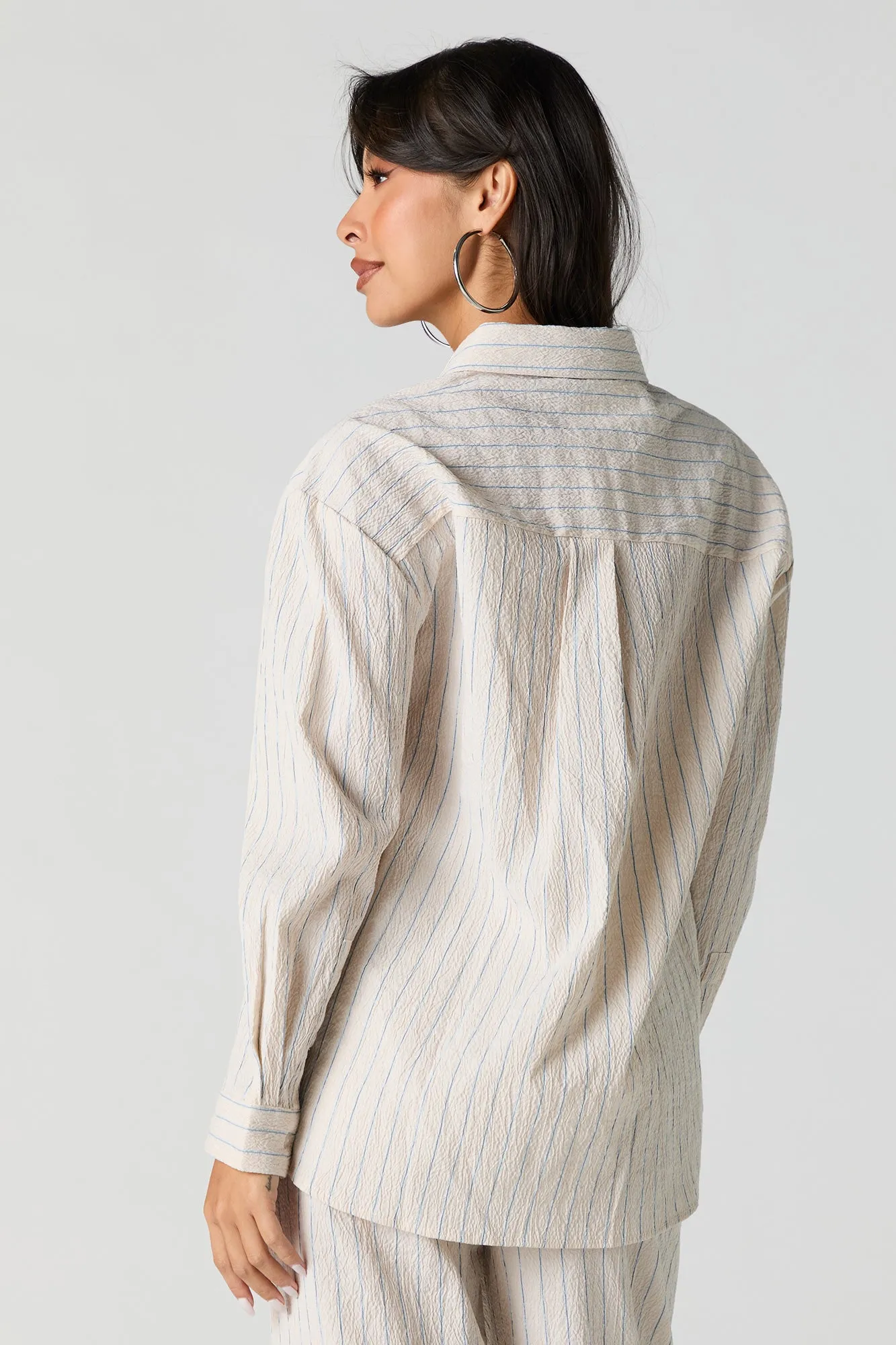 Textured Striped Button-Up Top sold by Urban Planet product image thumbnail 2