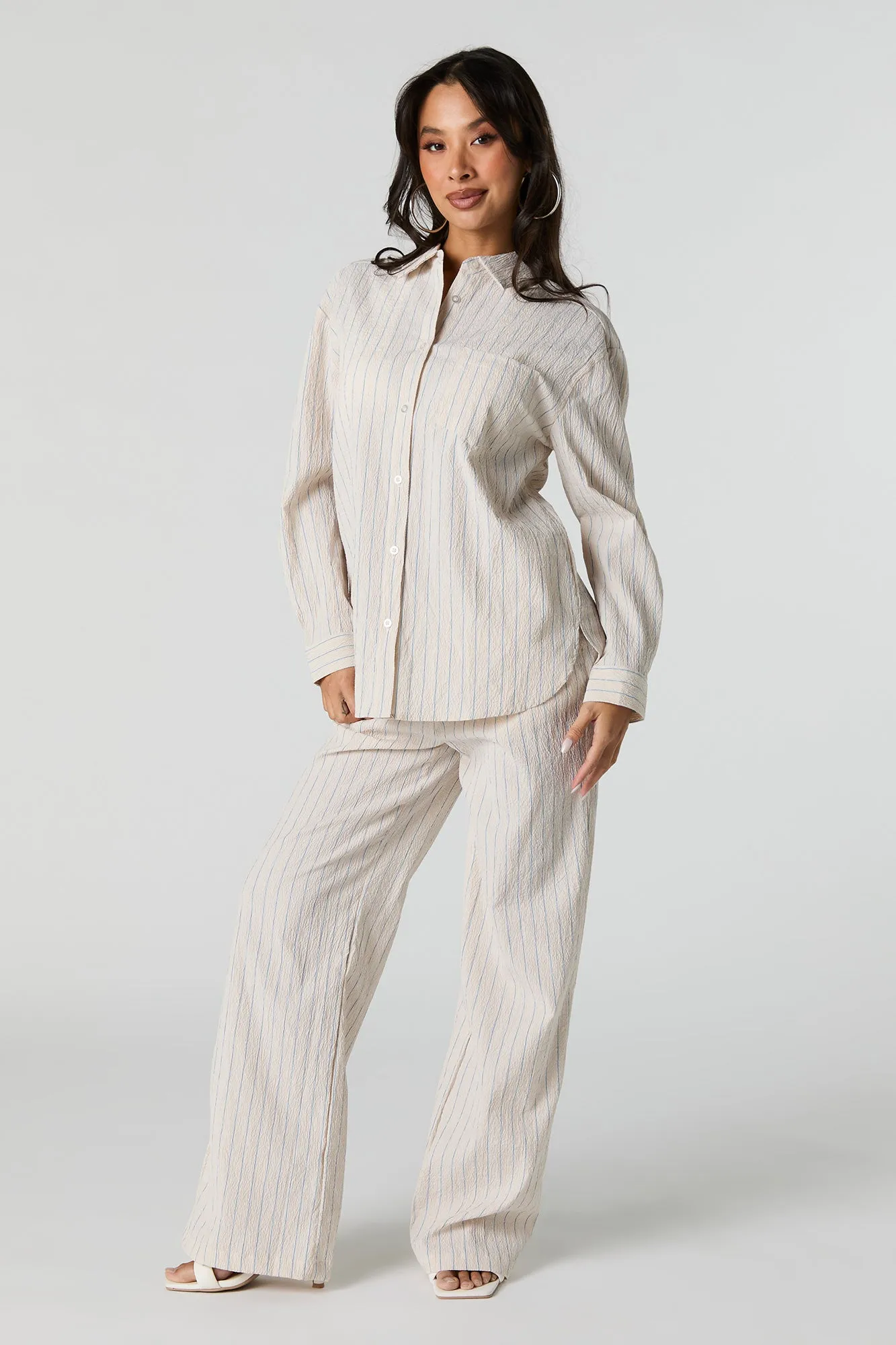 Haut boutonné texturé rayé sold by Urban Planet product image thumbnail 3