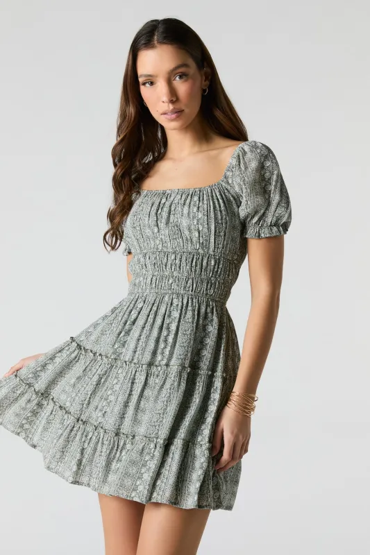 Smocked Tiered Mini Dress sold by Urban Planet