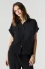 Flowy Short Sleeve Button-Up Top sold by Urban Planet