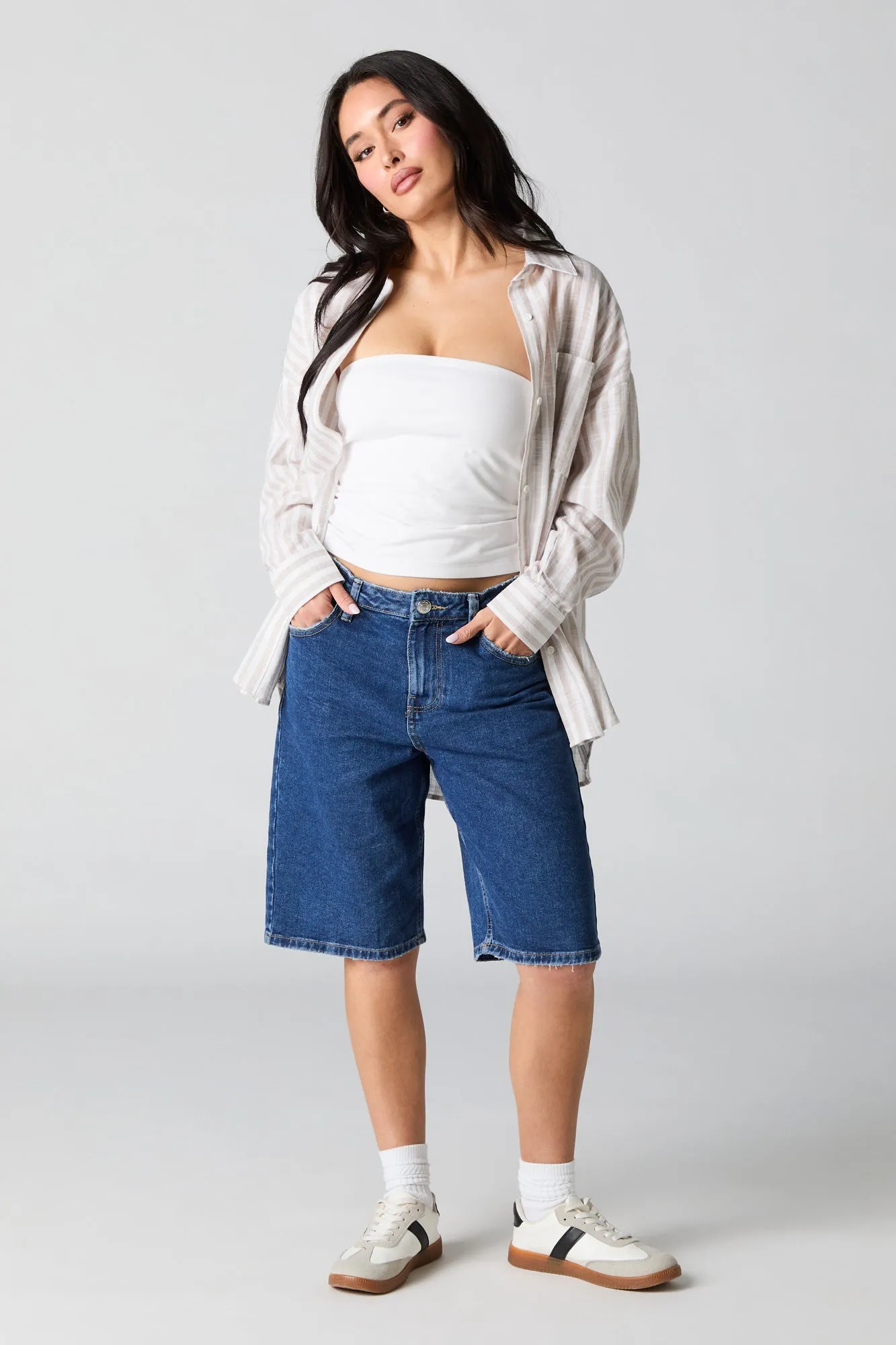 Semi Sheer Oversized Button-Up Top sold by Urban Planet product image thumbnail 3