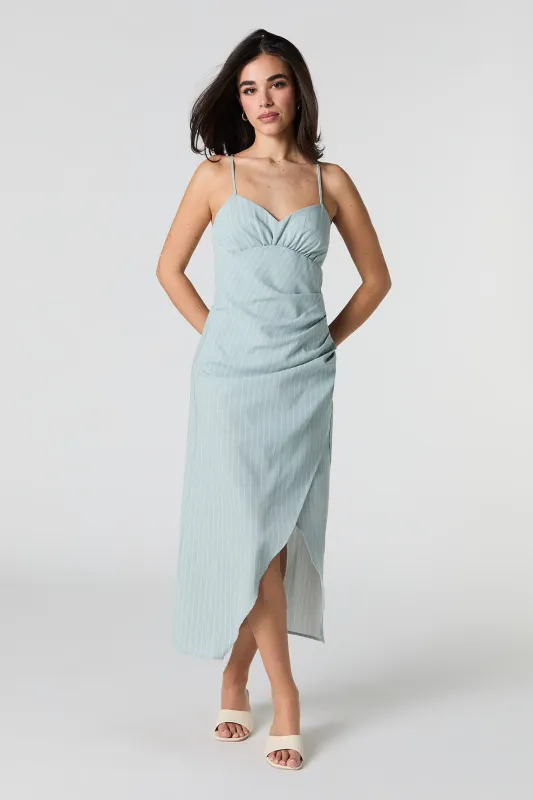 Linen Strappy Back Midi Slit Dress sold by Urban Planet