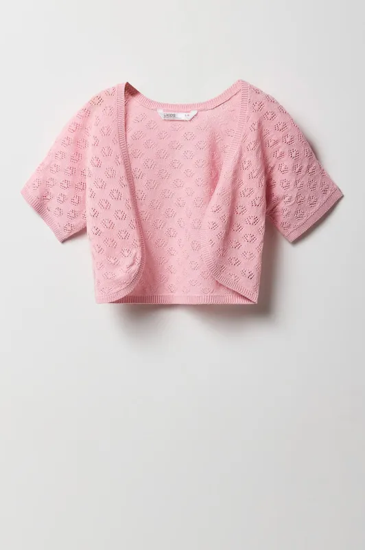 Girls Pointelle Knit Shrug sold by Urban Planet
