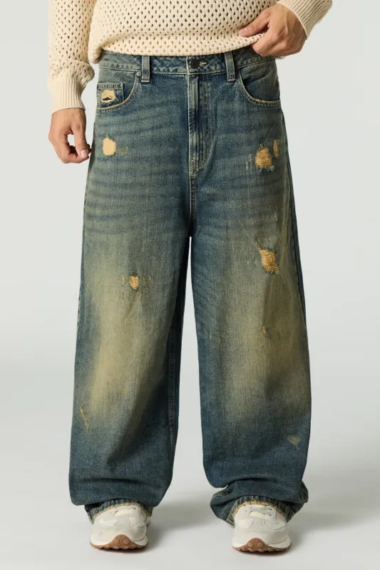 Vintage Wash Distressed Ultra Baggy Jean sold by Urban Planet