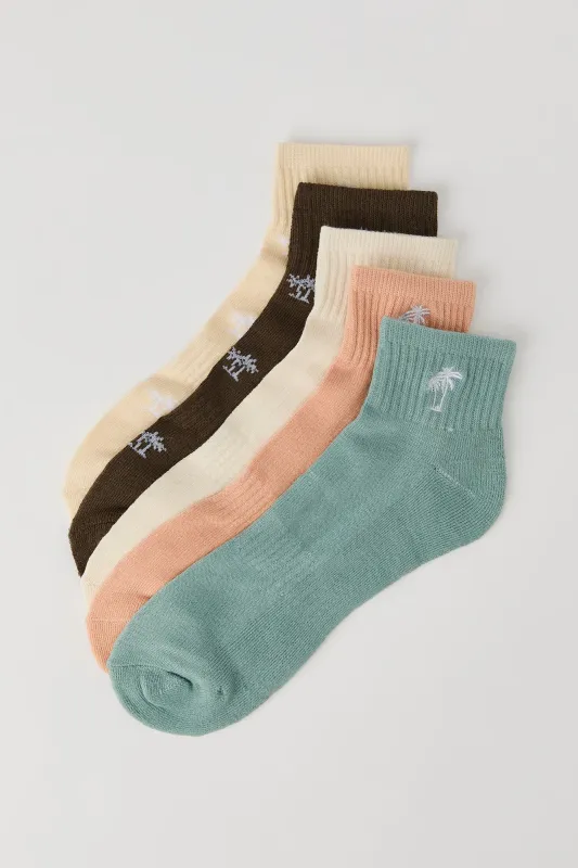 Palm Tree Quarter Socks (5 Pack) sold by Urban Planet