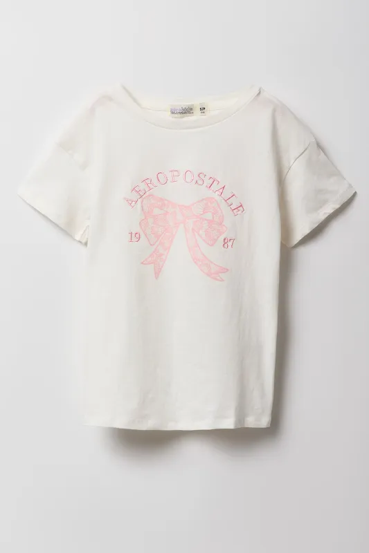 Girls Aeropostale Bow Embroidered T-Shirt sold by Urban Planet