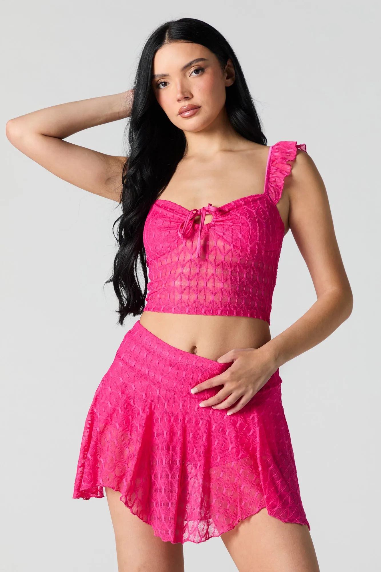 Lace Asymmetrical Mini Skort sold by Urban Planet
