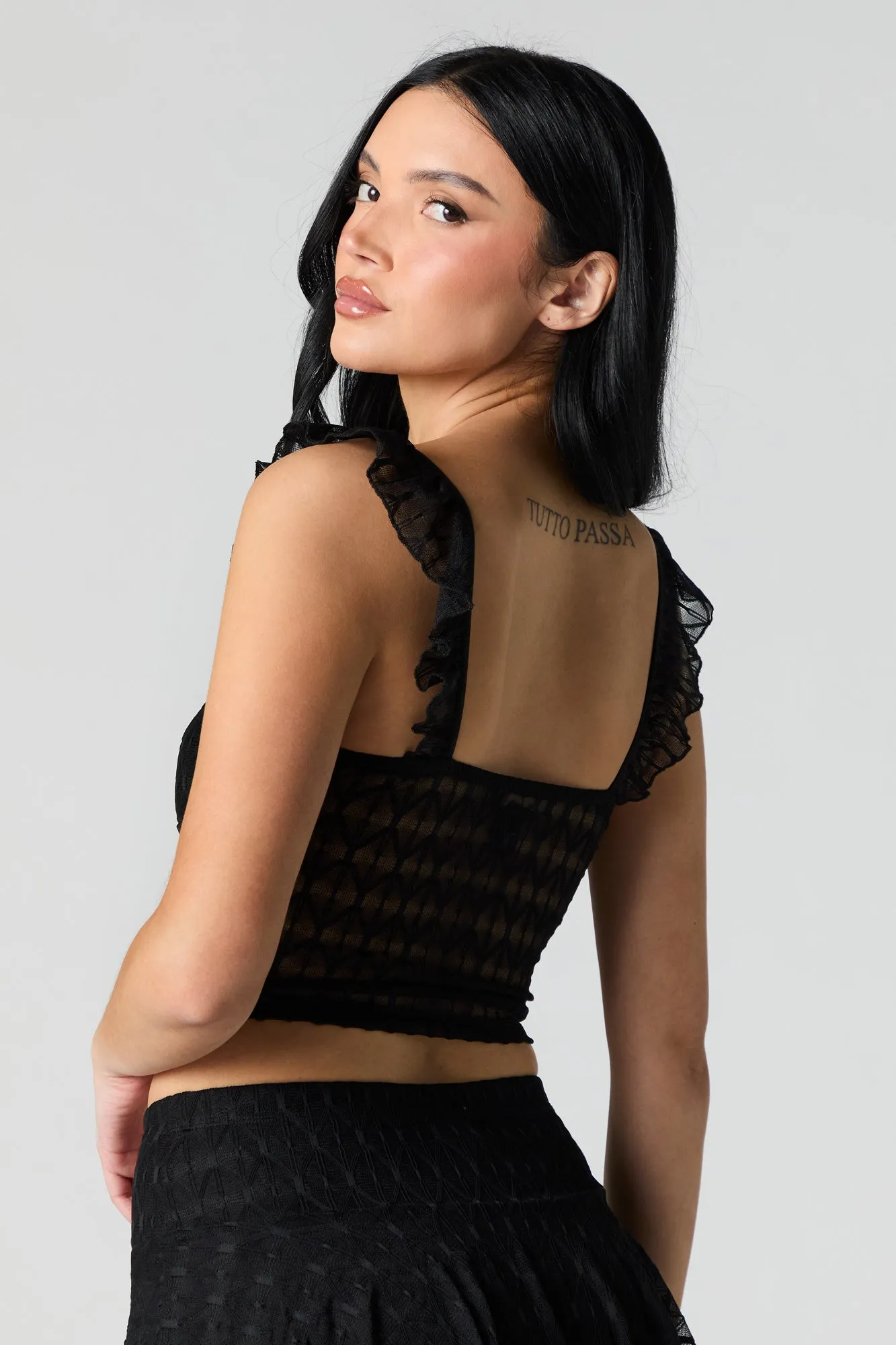 Bustier en dentelle avec bretelles volantées sold by Urban Planet product image thumbnail 5