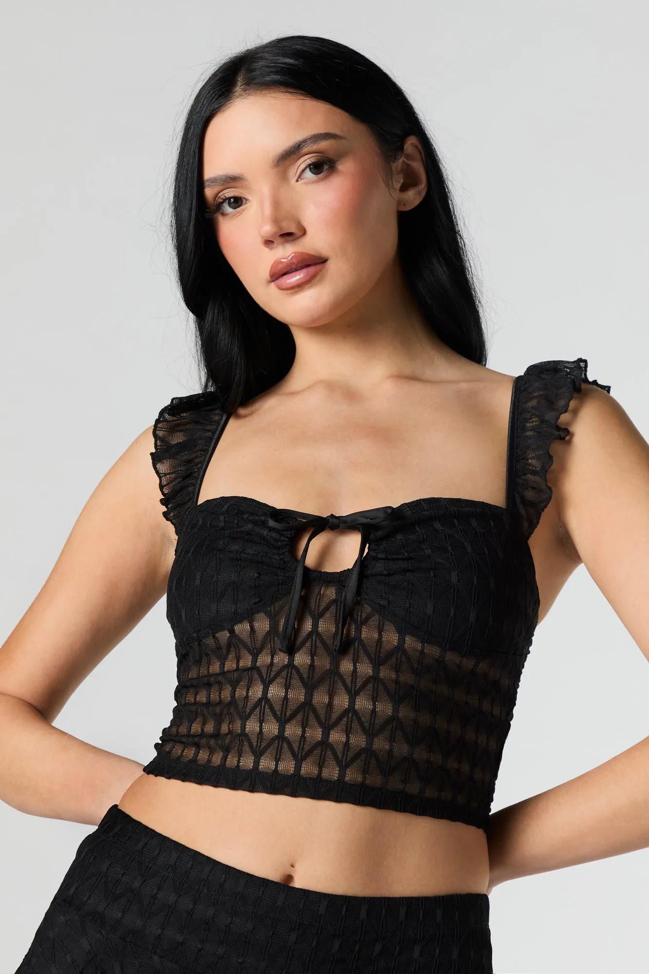 Bustier en dentelle avec bretelles volantées sold by Urban Planet product image thumbnail 4