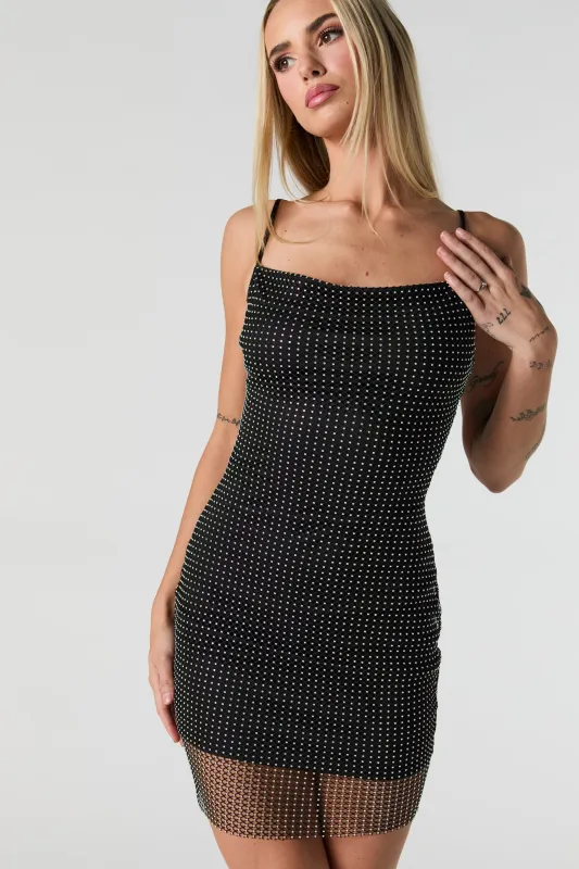 Rhinestone Fishnet Mini Dress sold by Urban Planet